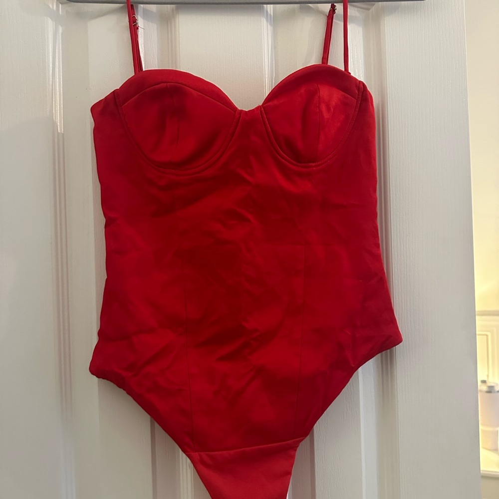 Zara Red Satin Bodysuit